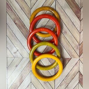 Vintage 1970 Bakelite Set of Colorful Bangles